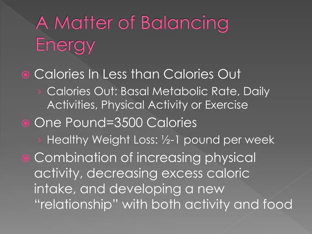 a matter of balancing energy