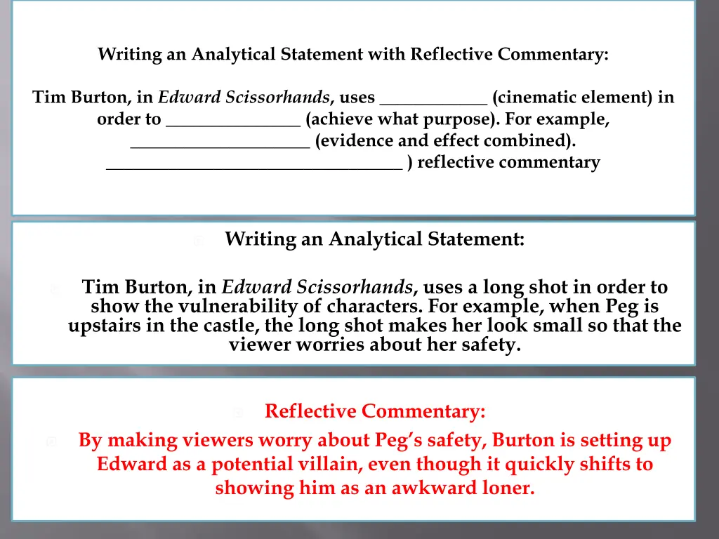 writing an analytical statement with reflective