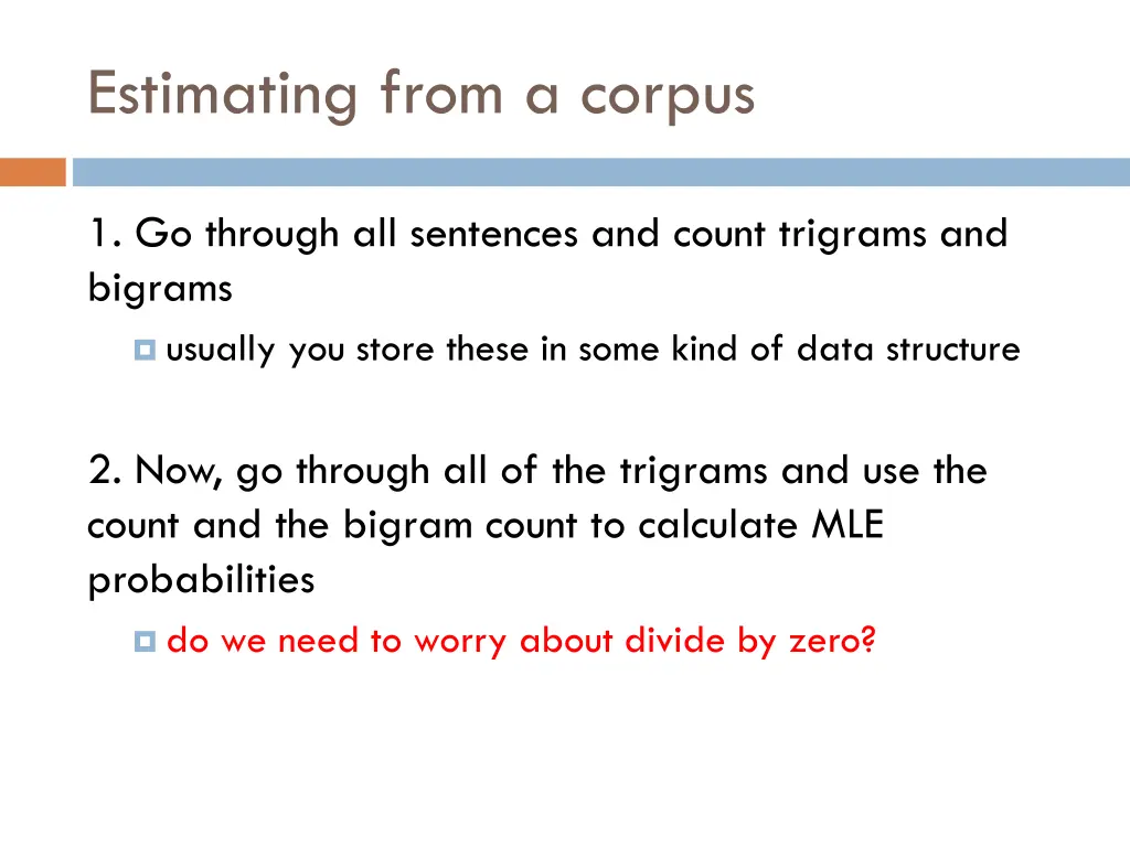 estimating from a corpus 4