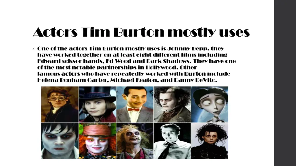 actors tim burton mostly uses