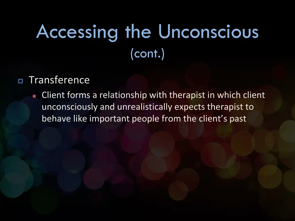 accessing the unconscious cont 2