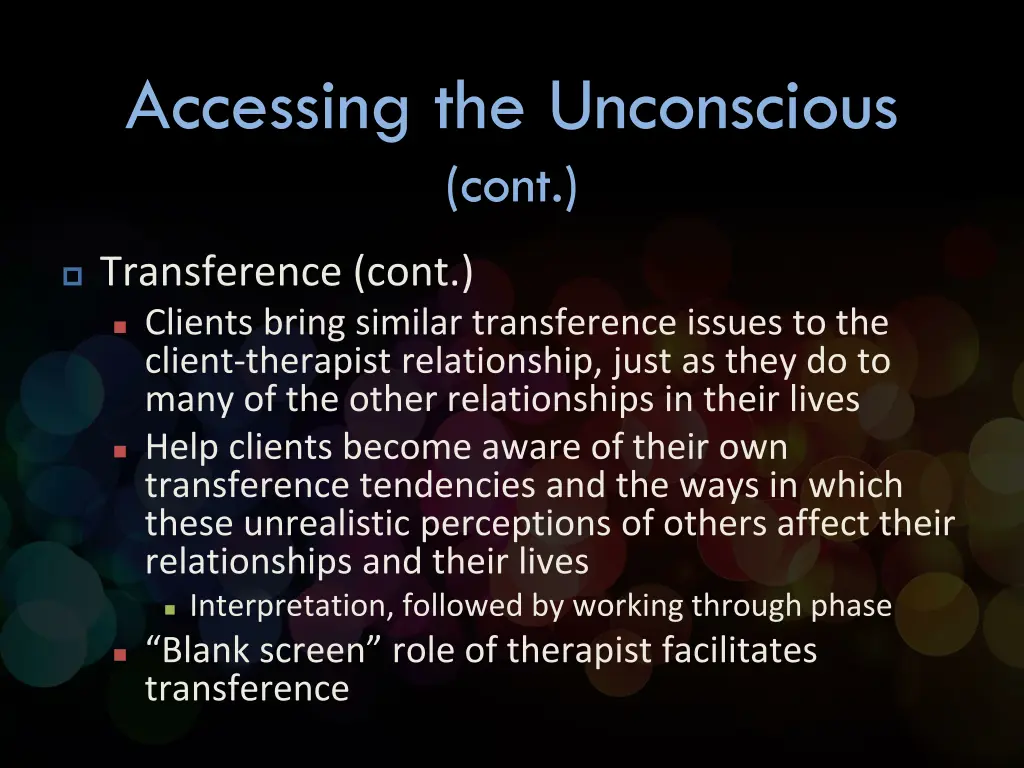 accessing the unconscious cont 3