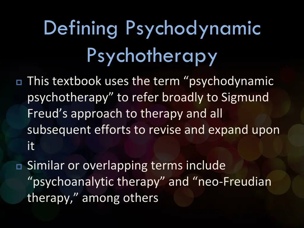 defining psychodynamic psychotherapy