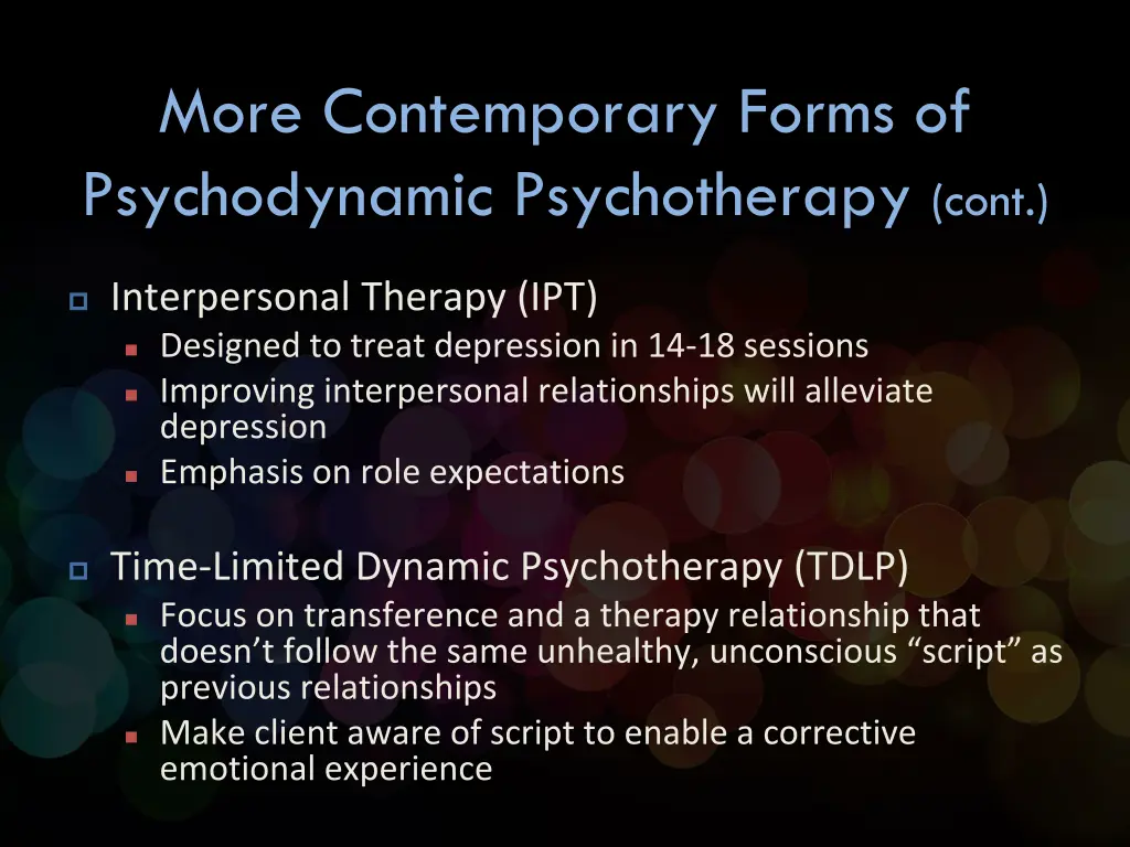 more contemporary forms of psychodynamic 2