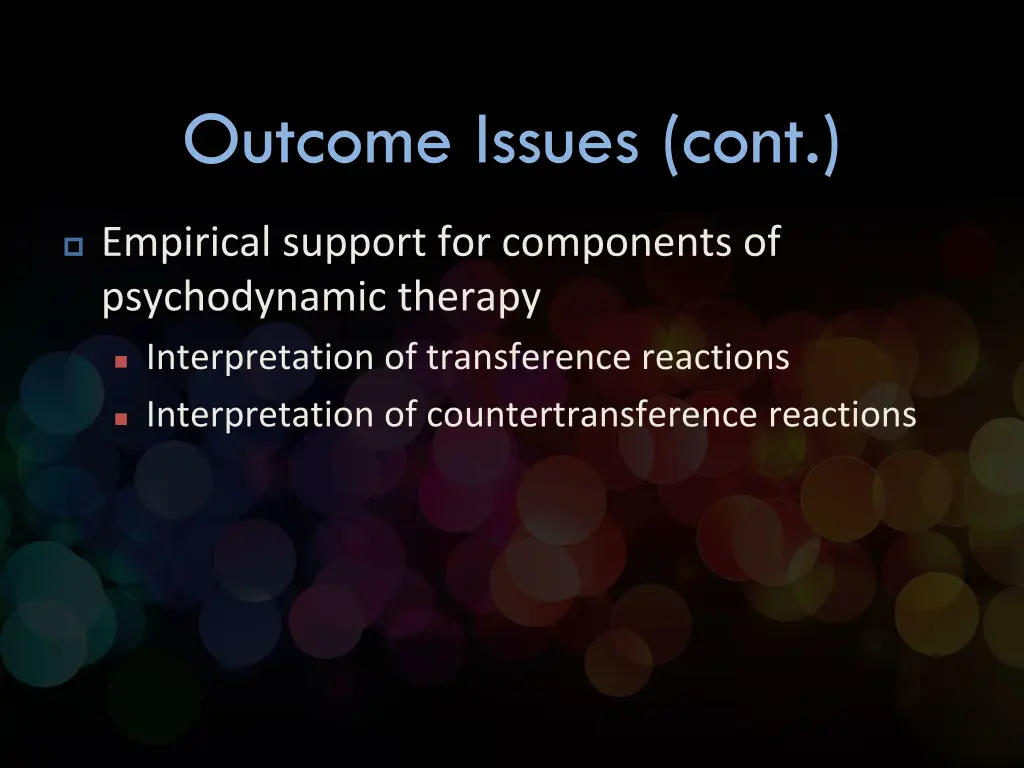 outcome issues cont