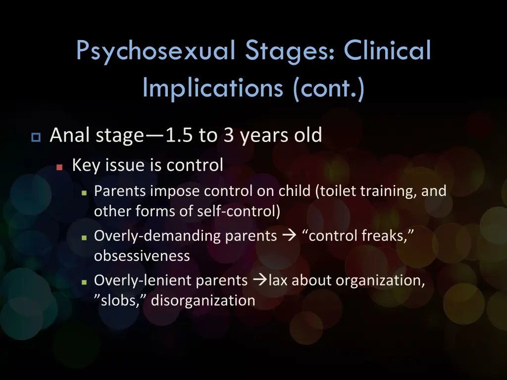 psychosexual stages clinical implications cont