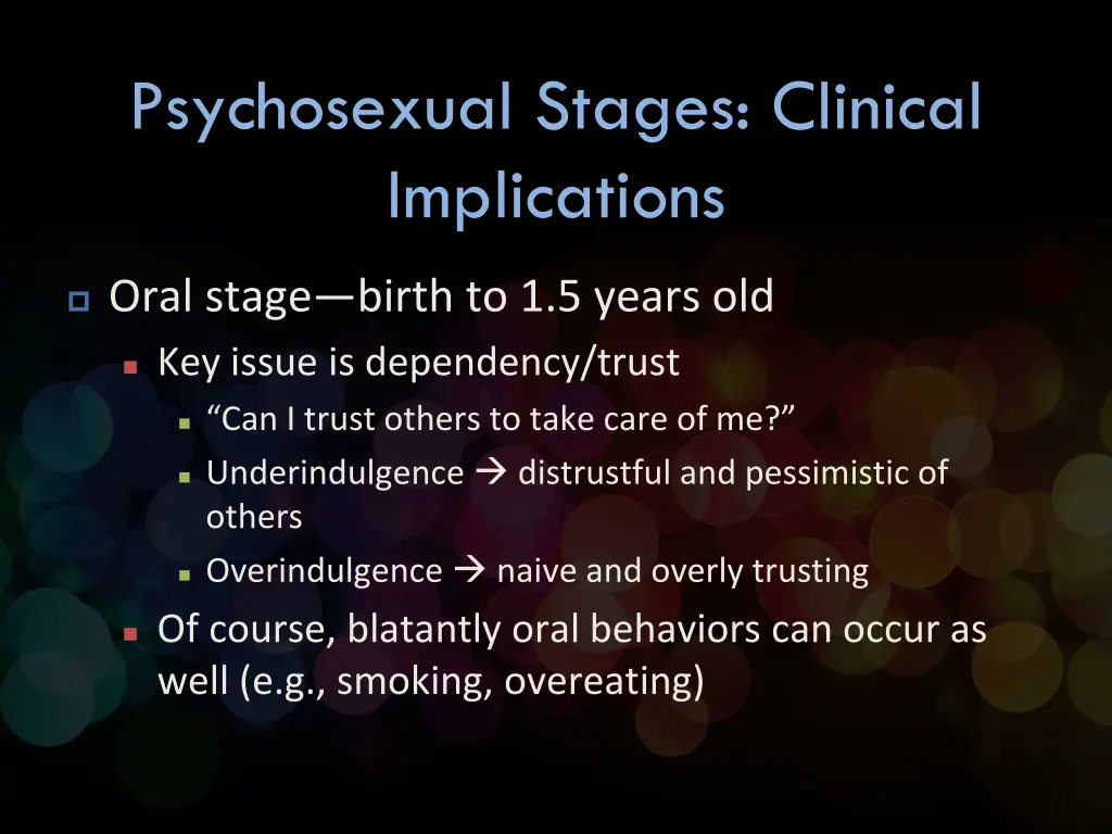 psychosexual stages clinical implications