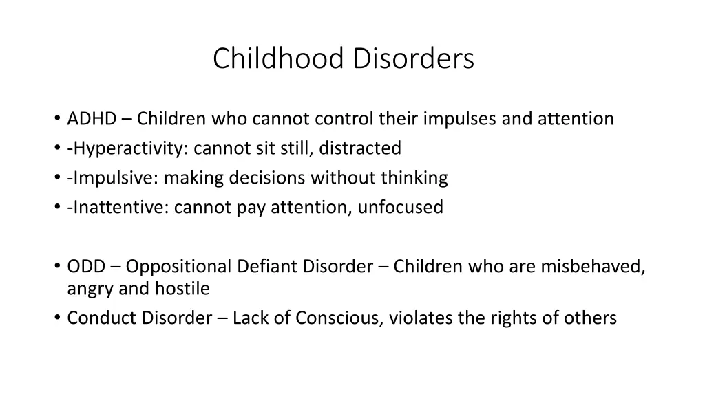 childhood disorders