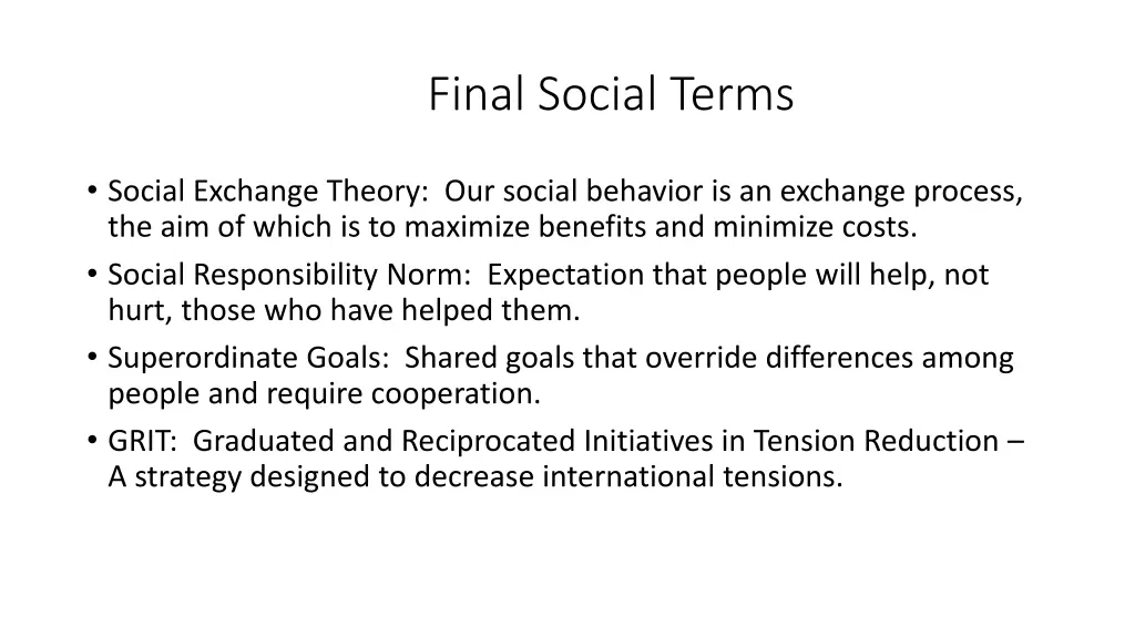 final social terms