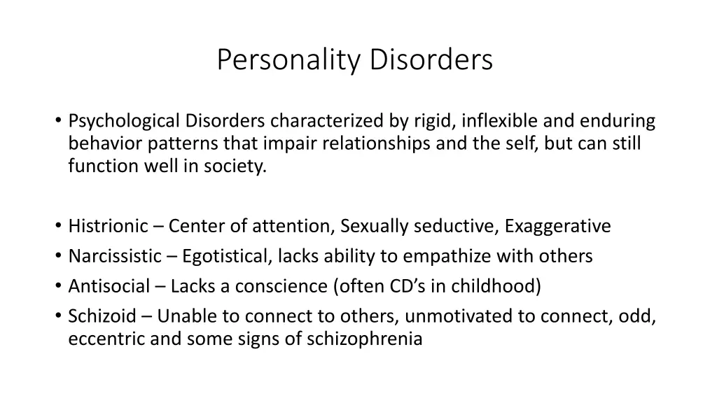 personality disorders