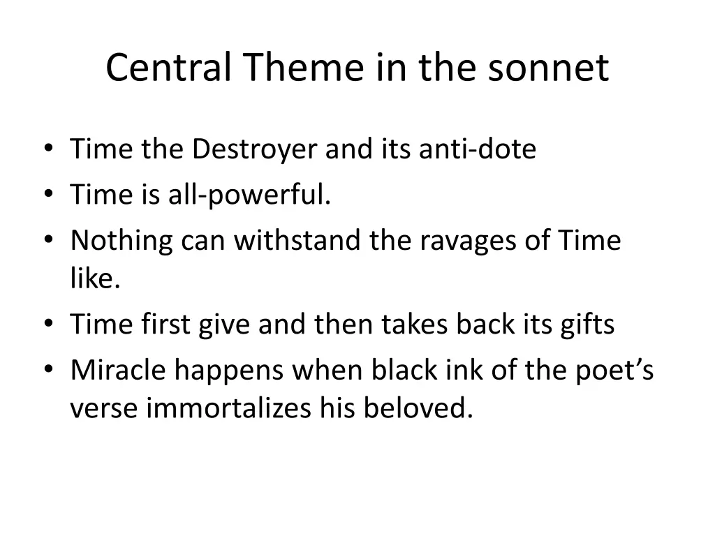 central theme in the sonnet