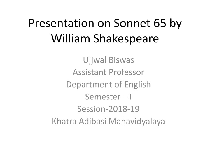 presentation on sonnet 65 by william shakespeare