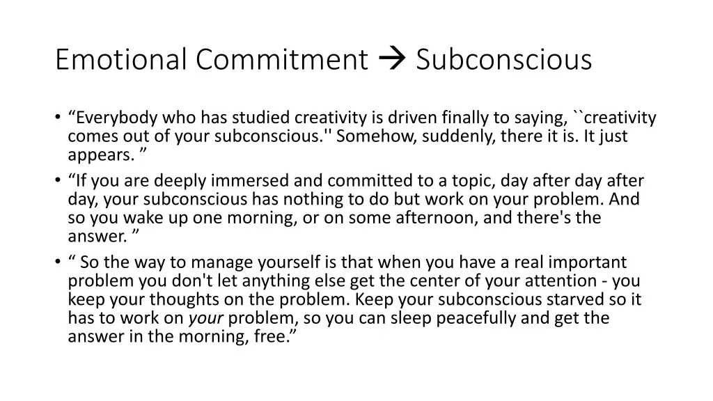 emotional commitment subconscious