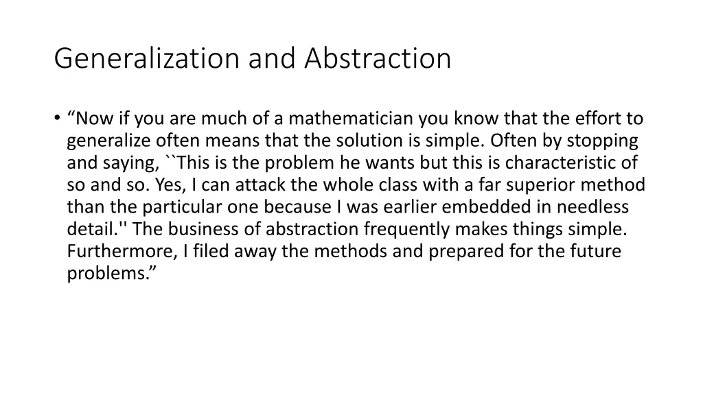 generalization and abstraction