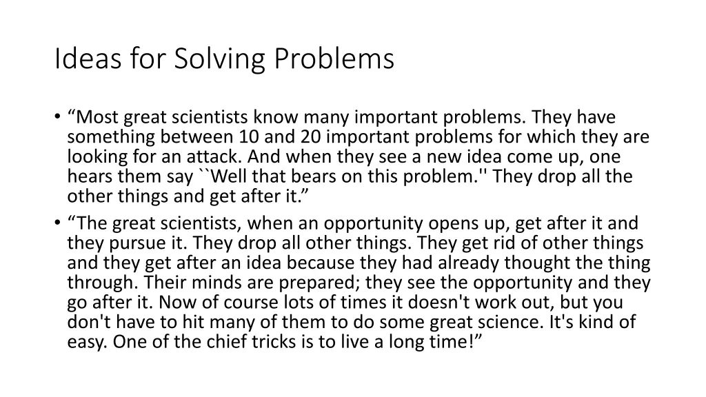 ideas for solving problems