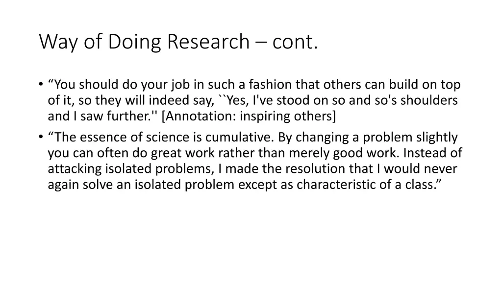 way of doing research cont 1