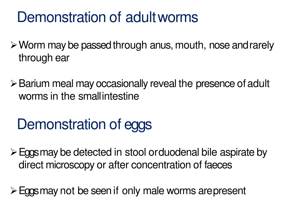 demonstration of adultworms