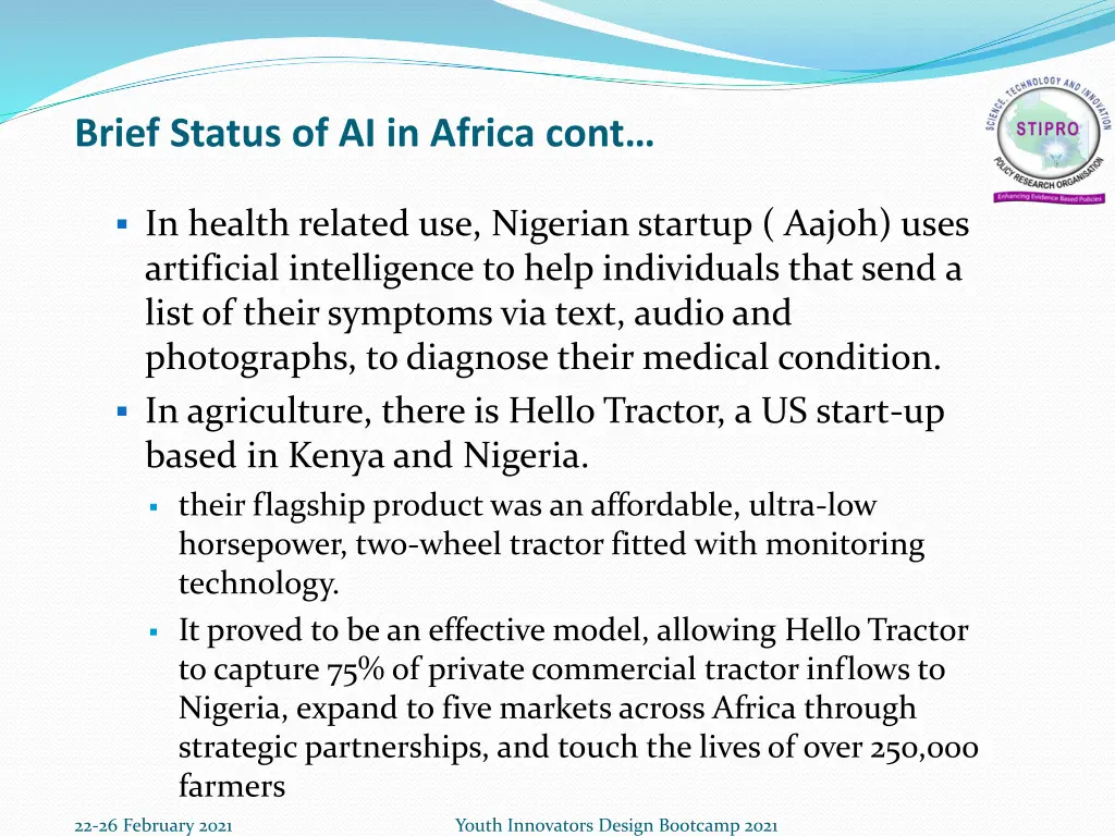 brief status of ai in africa cont