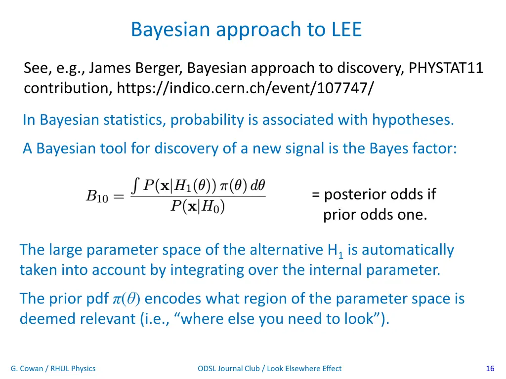 bayesian approach to lee