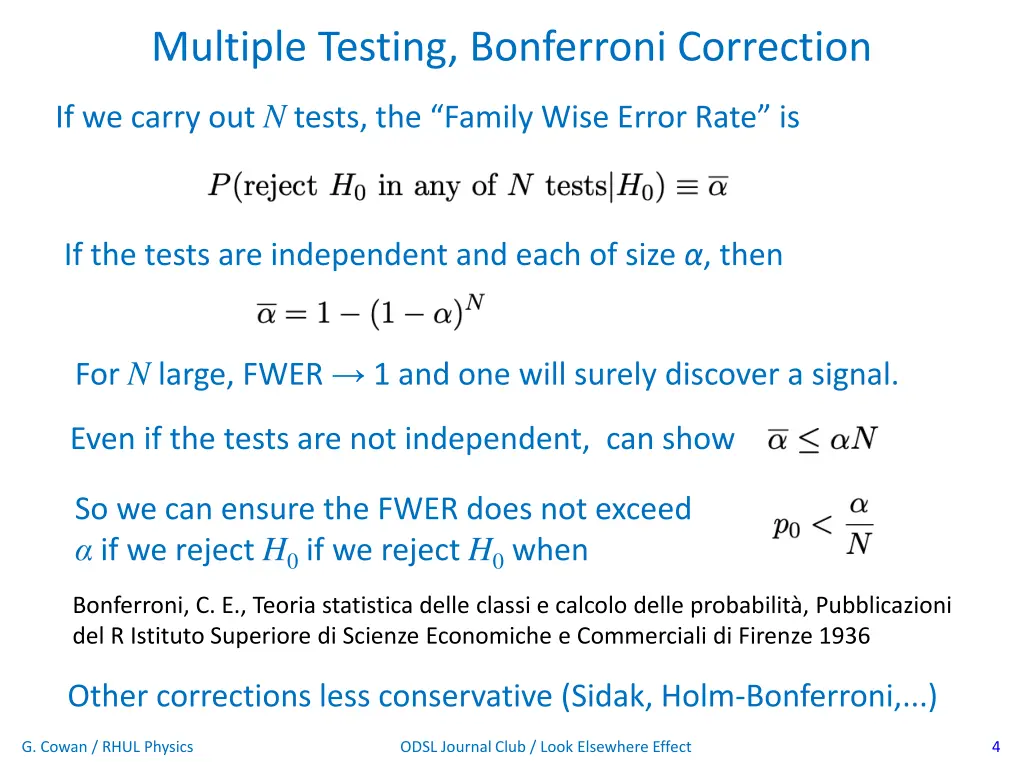 multiple testing bonferroni correction