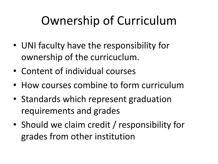 ownership of curriculum