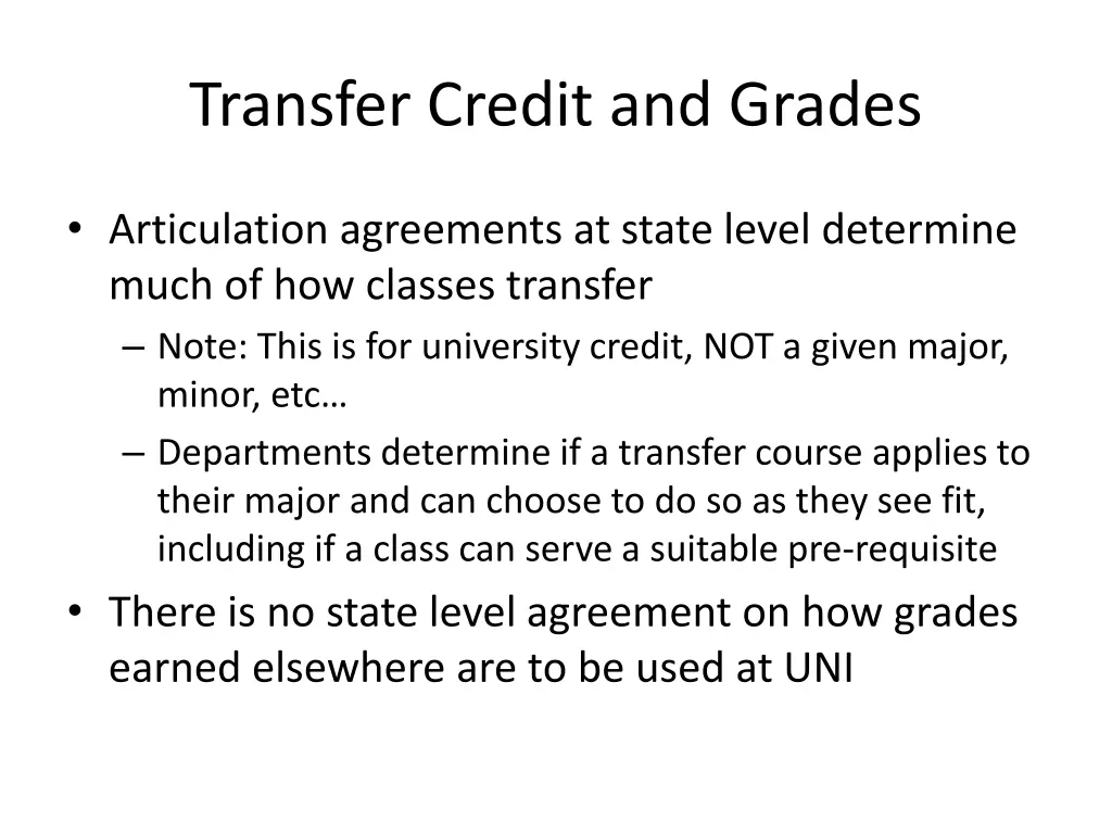 transfer credit and grades