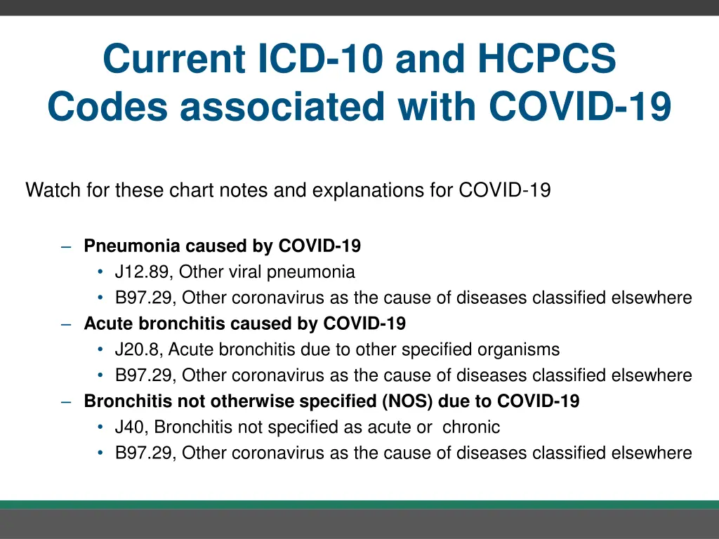 current icd 10 and hcpcs codes associated with