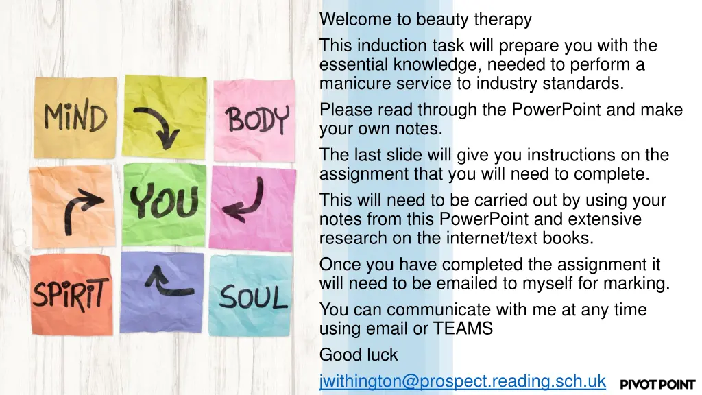 welcome to beauty therapy this induction task