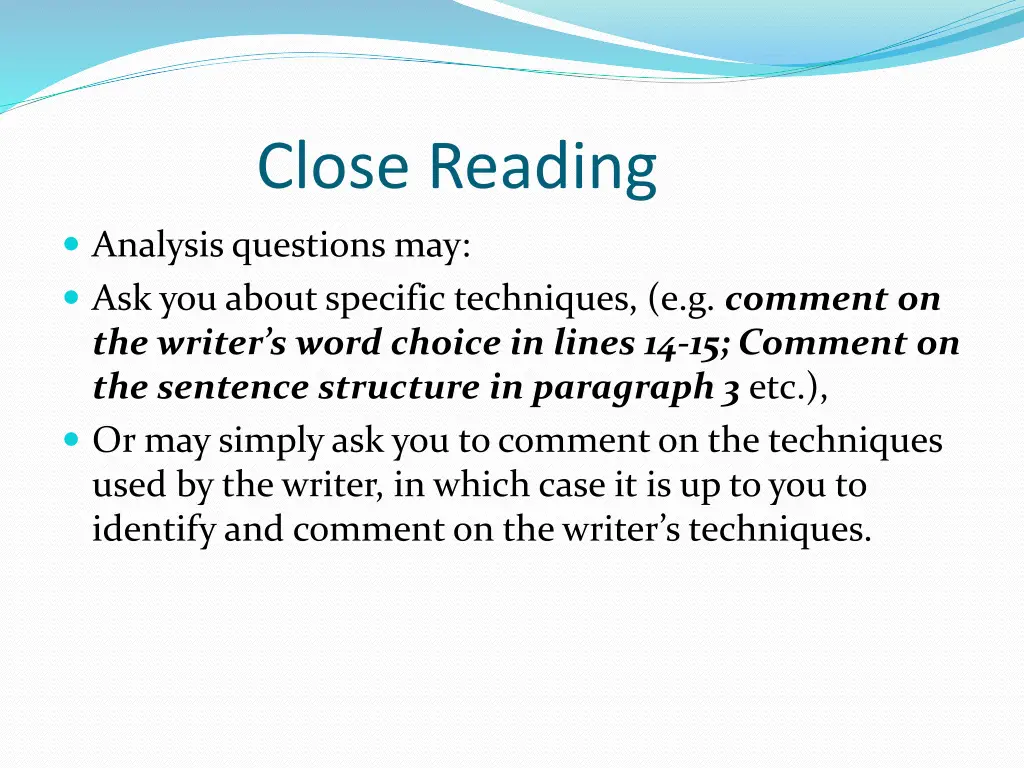 close reading 9