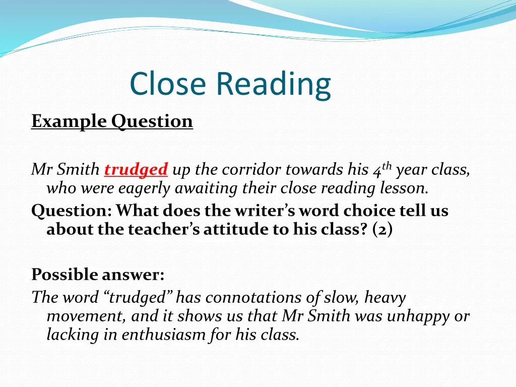 close reading example question