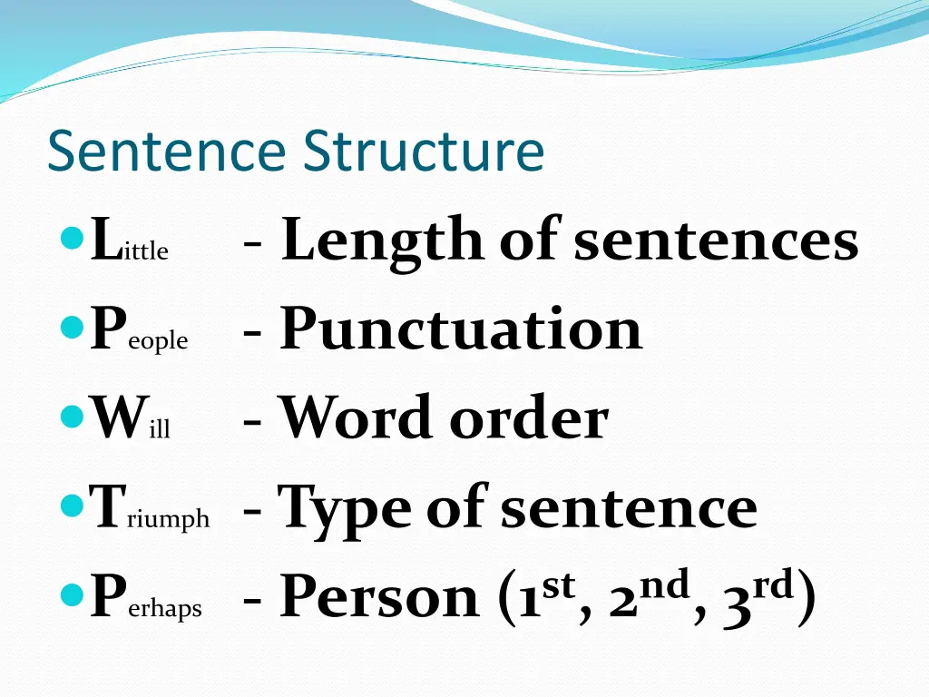 sentence structure l ittle length of sentences