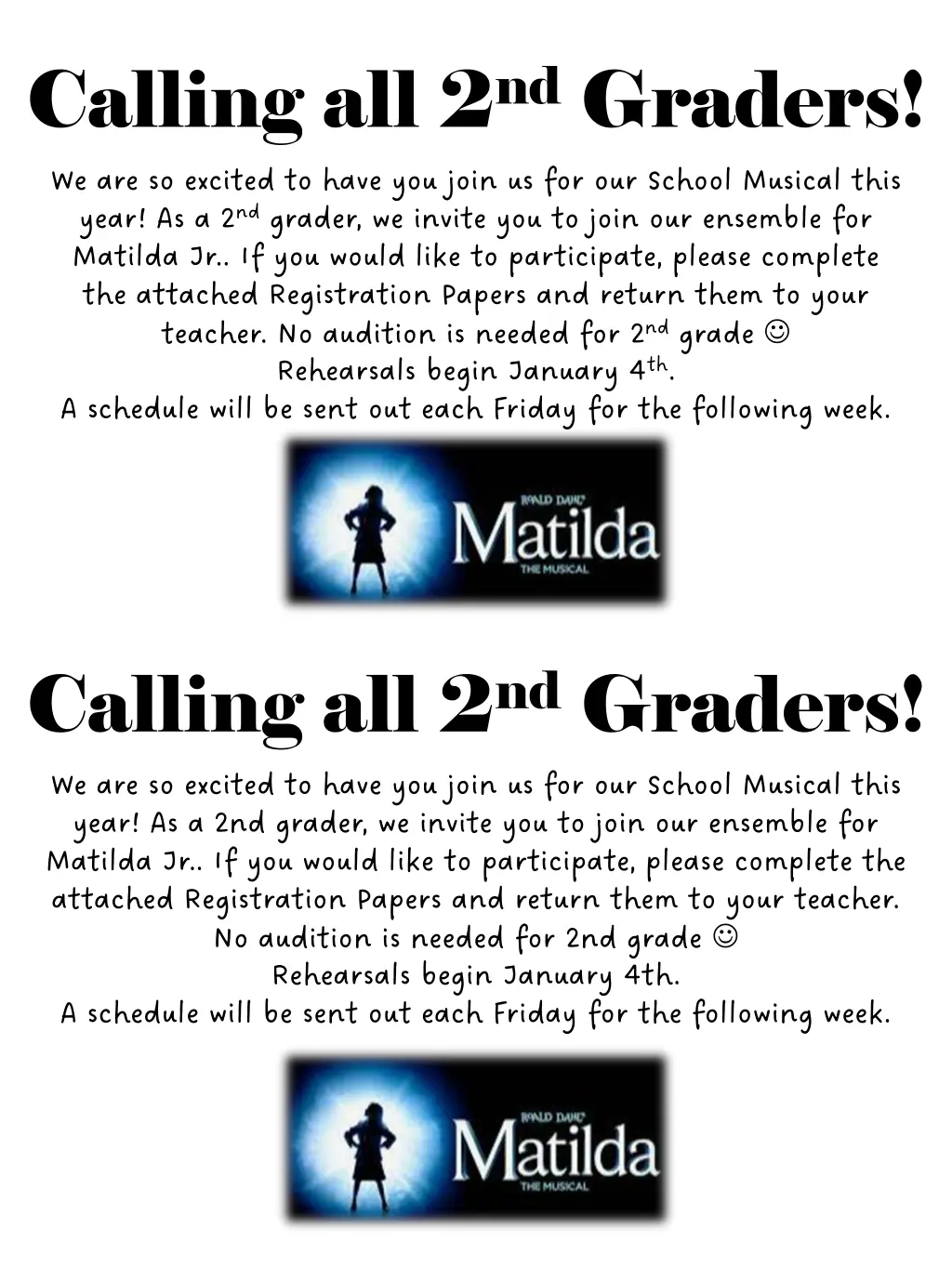 calling all 2 nd graders we are so excited