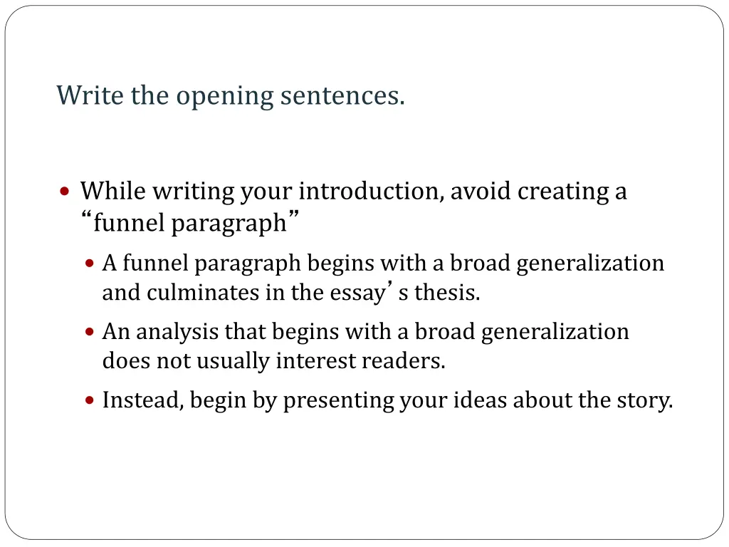 write the opening sentences