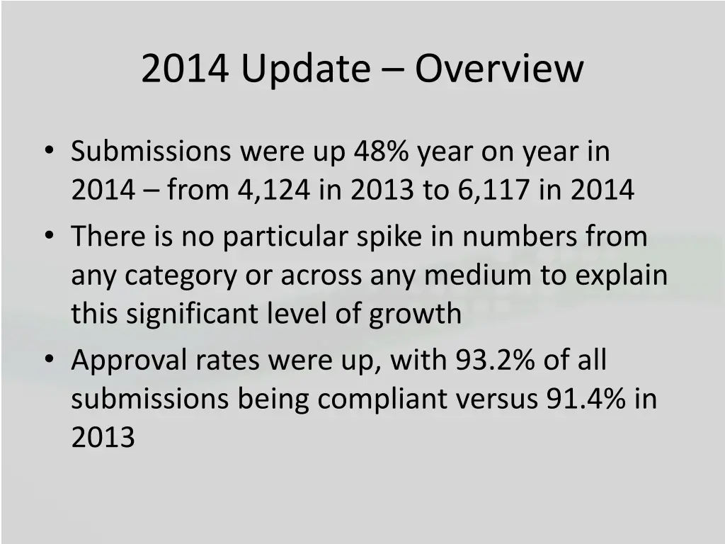 2014 update overview