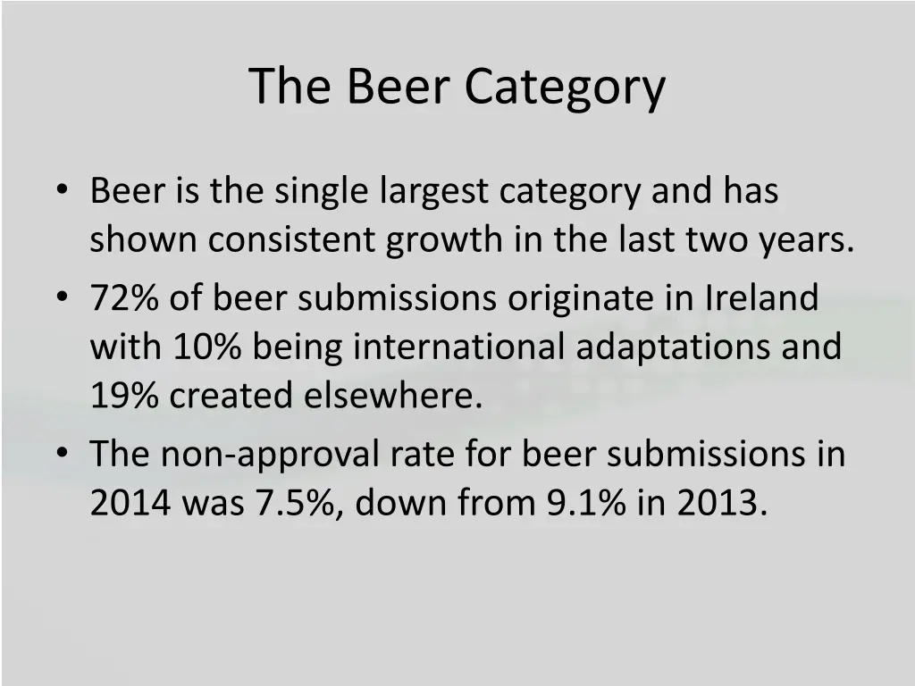 the beer category