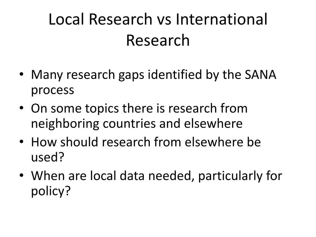 local research vs international research