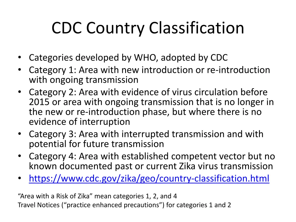 cdc country classification