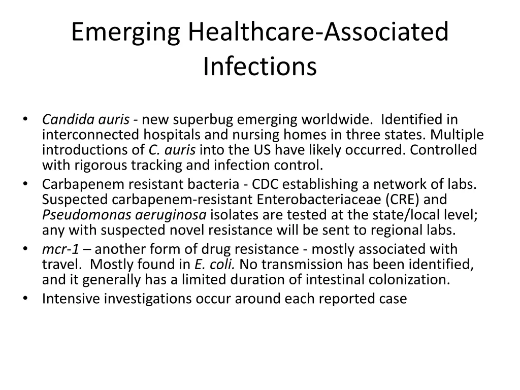 emerging healthcare associated infections