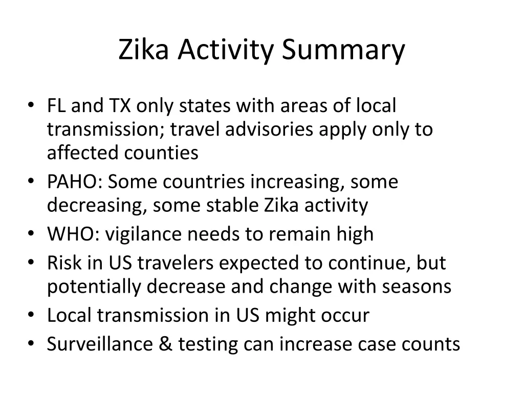 zika activity summary