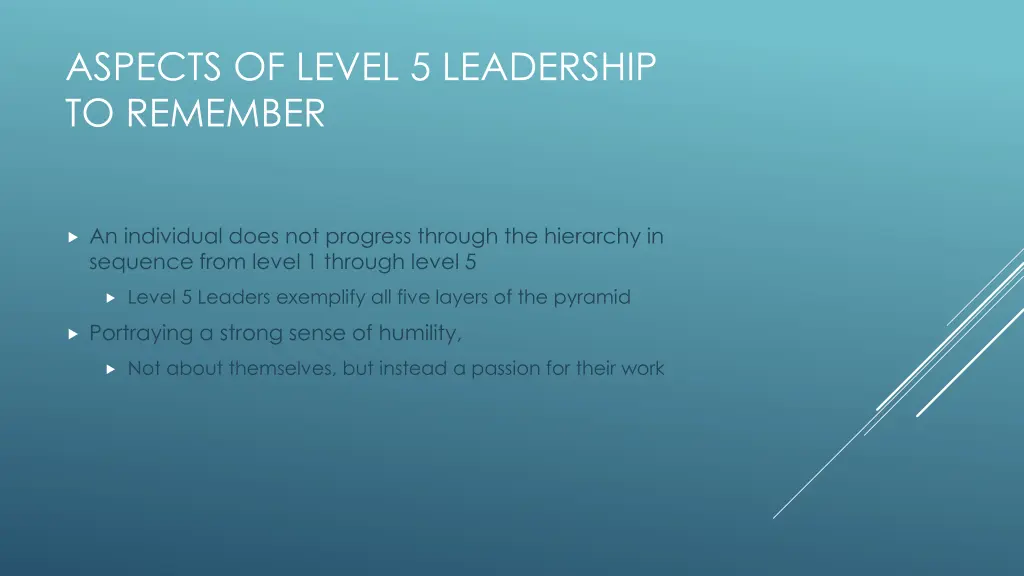 aspects of level 5 leadership to remember