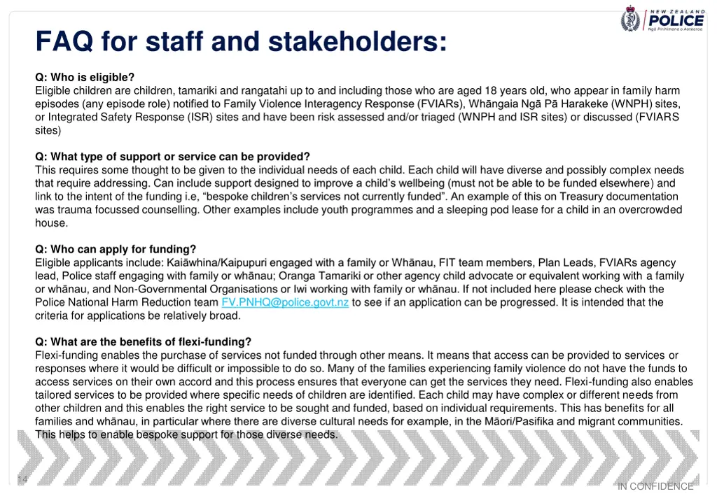 faq for staff and stakeholders