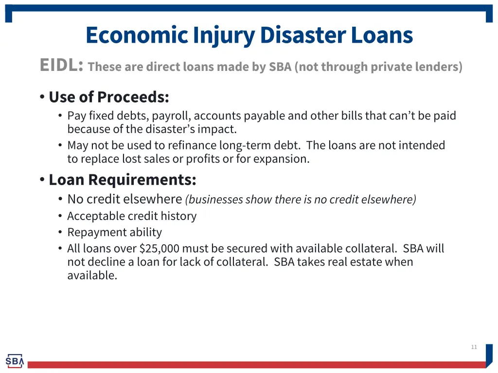 economic injury disaster loans 1