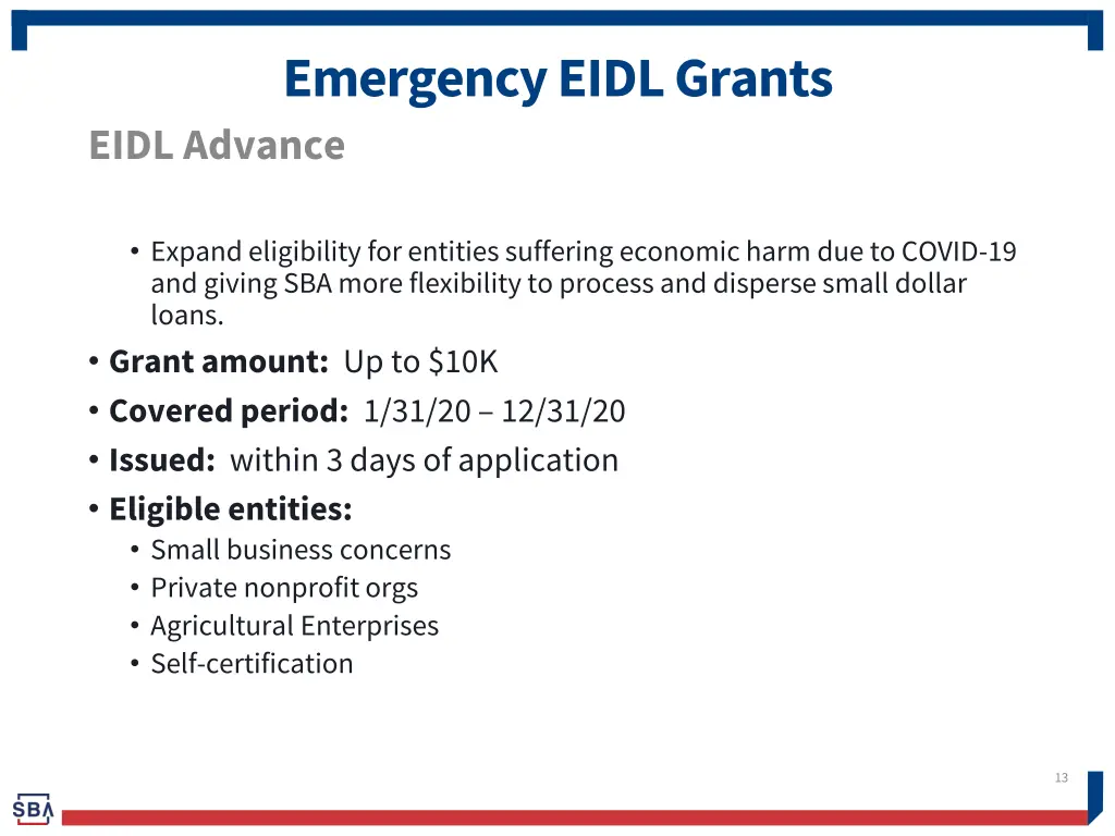 emergency eidl grants eidl advance