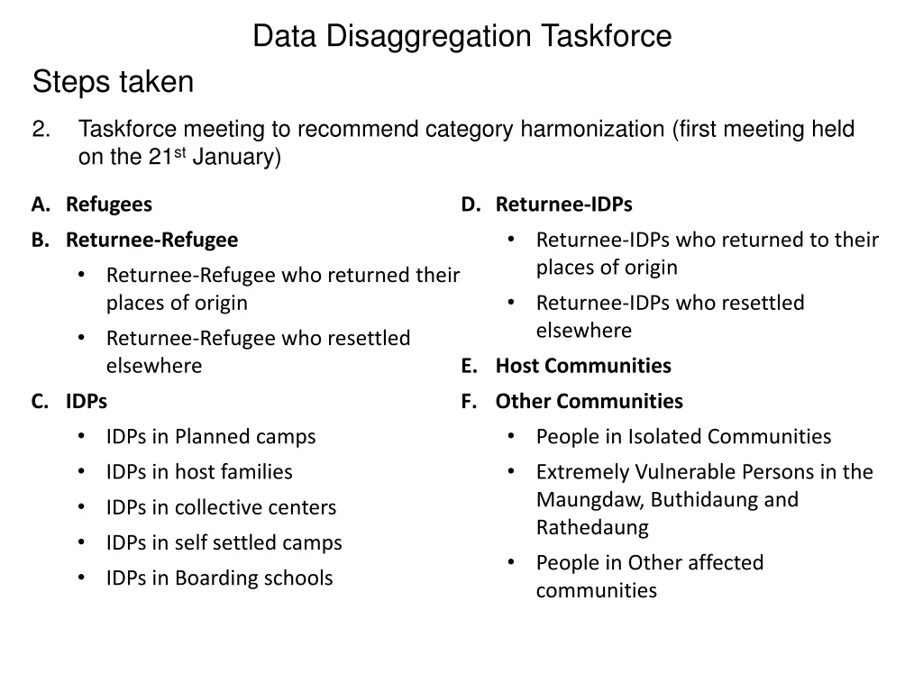 data disaggregation taskforce 1