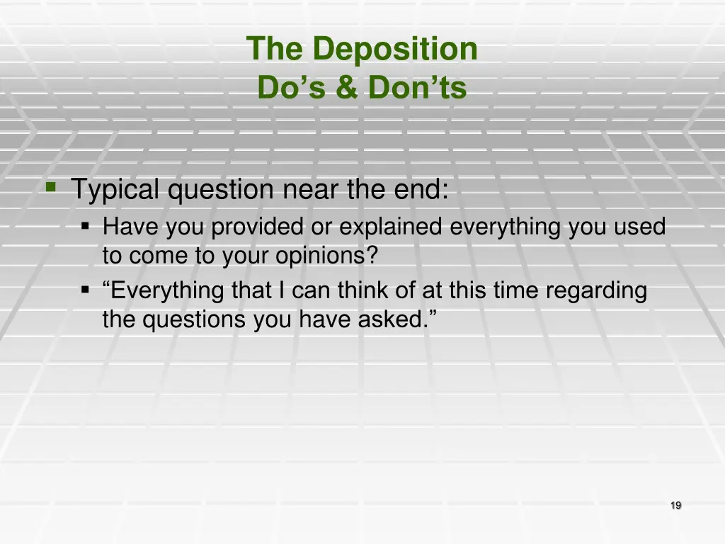 the deposition do s don ts 2