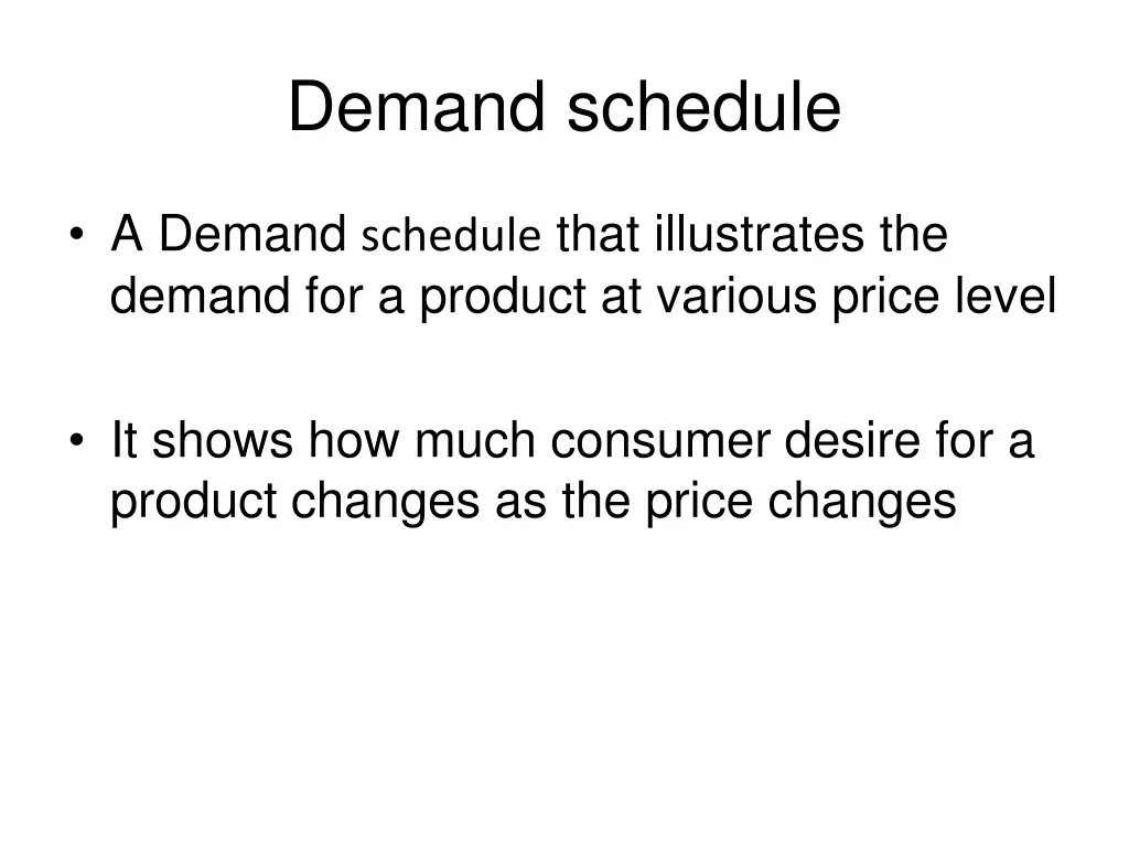 demand schedule