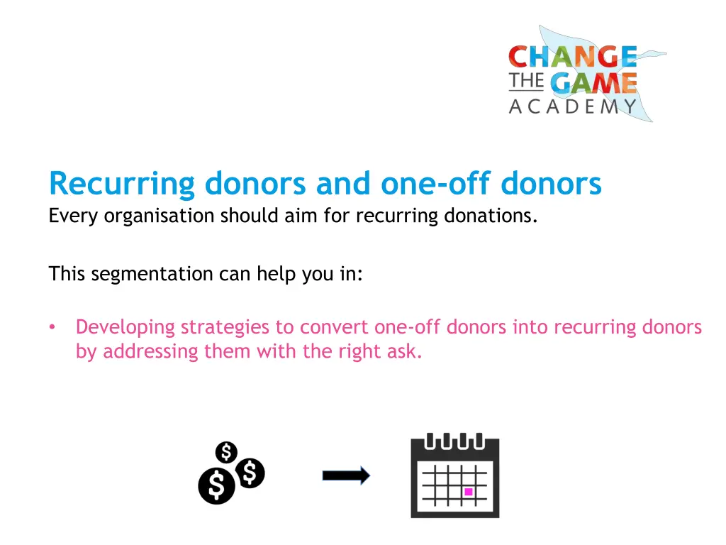 recurring donors and one off donors every 1