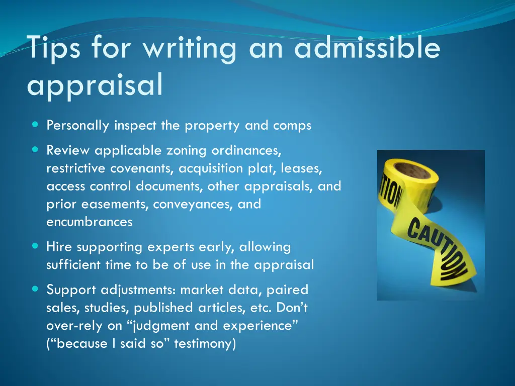 tips for writing an admissible appraisal