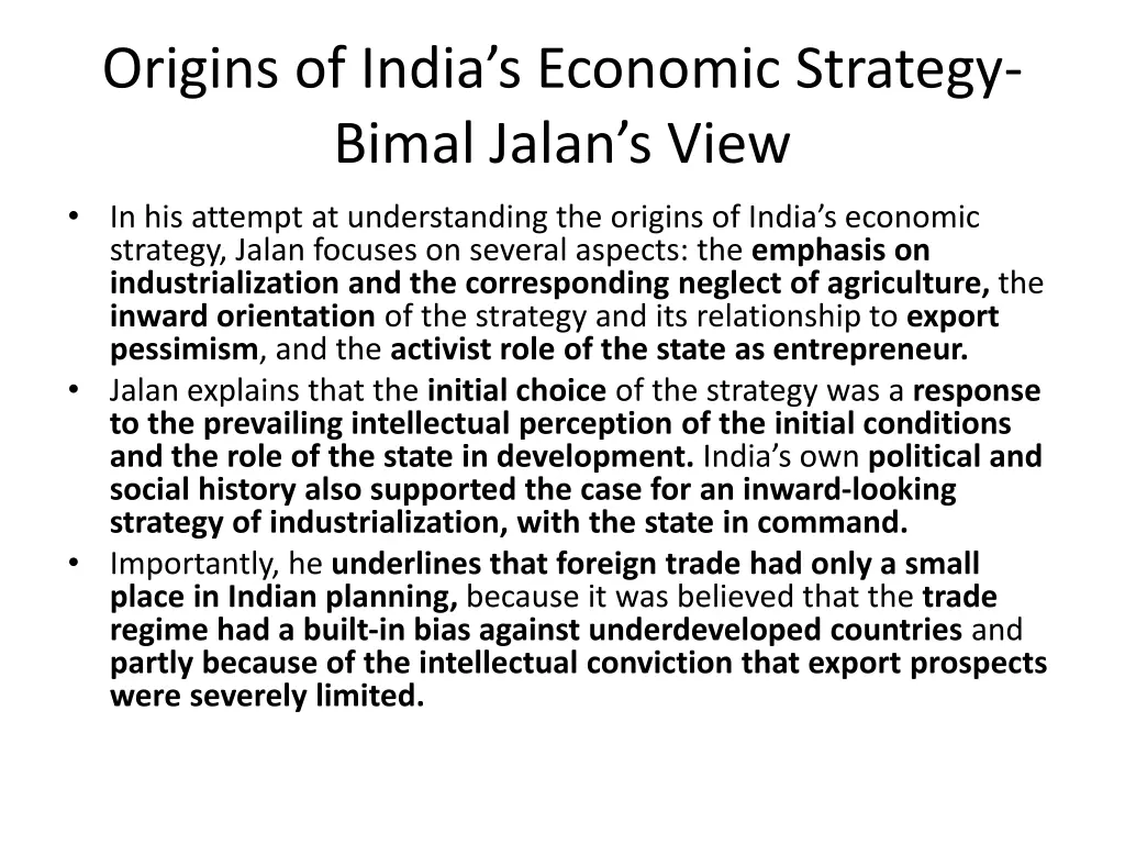 origins of india s economic strategy bimal jalan