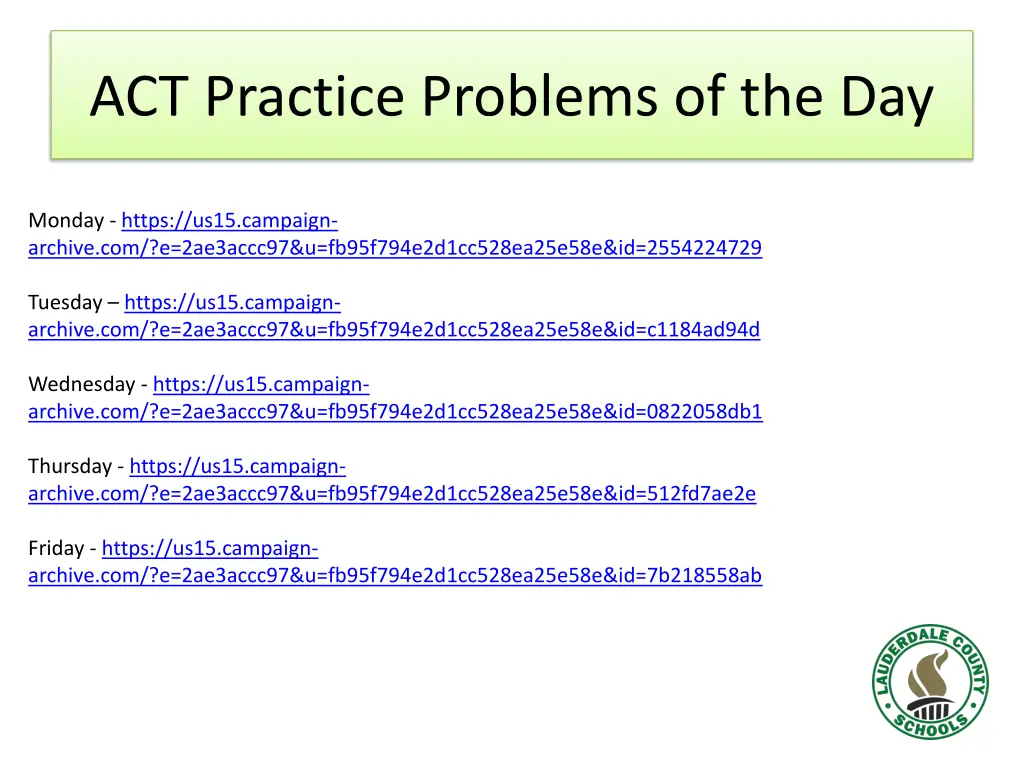 act practice problems of the day